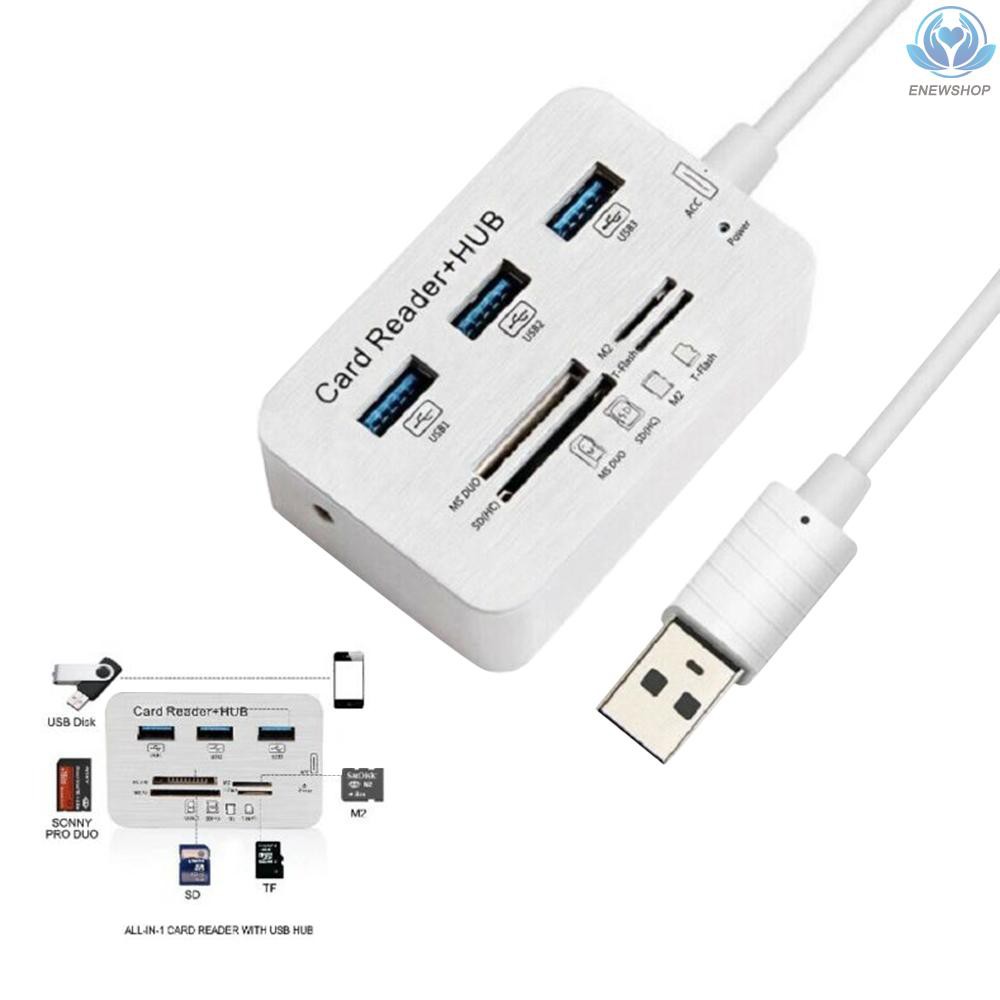 Bộ Chia Usb 3.0 Type C Hub 3.0 Kèm 3 Đầu Đọc Thẻ Nhớ Sd / Tf