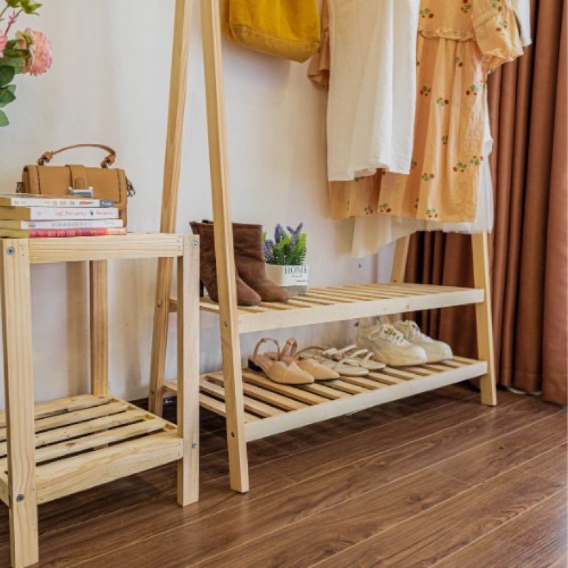 Kệ giá treo quần áo chữ A gỗ cao cấp phong cách Hàn Quốc