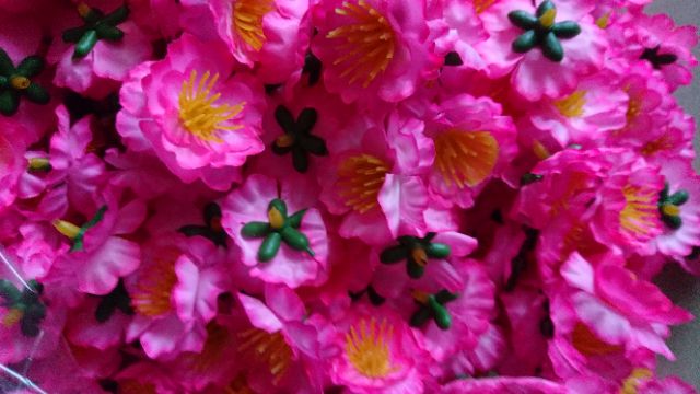 Combo 40 bông hoa mai hoa đào lụa trang trí tết