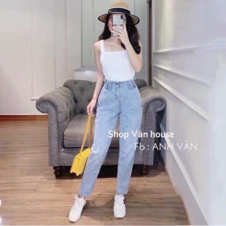 Quần jeans baggy cạp chun nữ