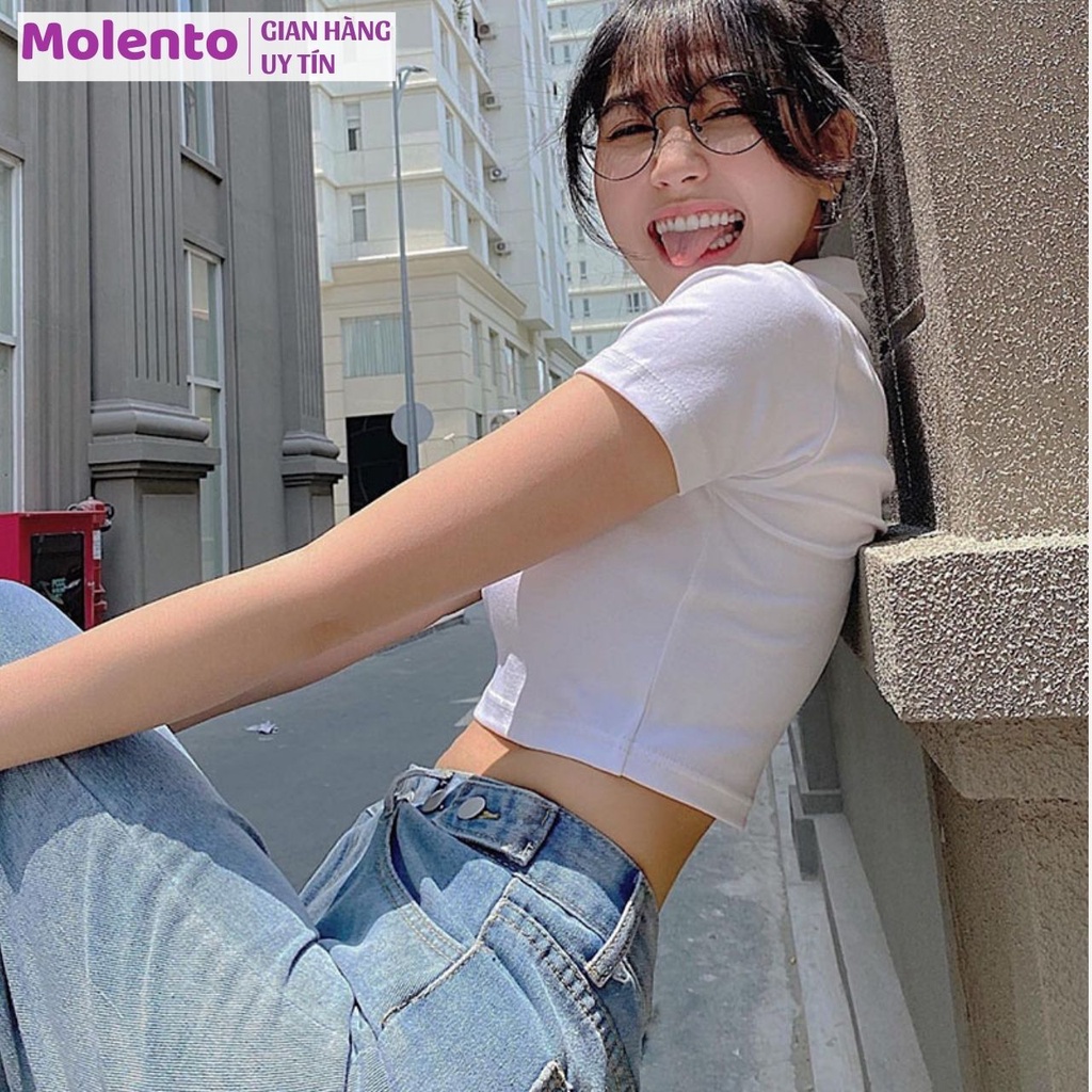 Áo croptop nữ thun sơ mi Molento Áo polo nữ crt Ulzzang crop top phông cổ bẻ kiểu ôm body có cổ tay ngắn đẹp - M16