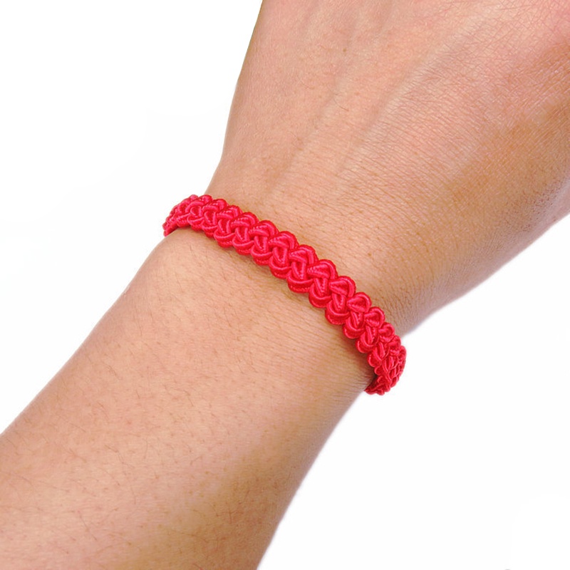 Vòng Đeo Tay May Mắn Bện Dây Có Khóa An Toàn Màu Đỏ Unisex