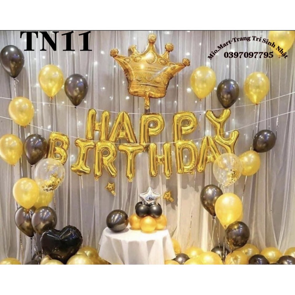 Set Trang Trí Sinh Nhật Happy Birthday + 50 Bóng Bay Siêu Đáng Yêu(Tặng Bơm,Băng Dính Chuyên Dụng,Số Tuổi) Y87