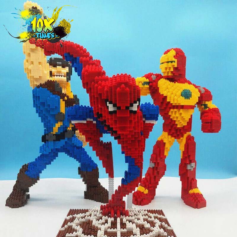 (size 30cm) đồ chơi lắp ráp 3d siêu nhân maver iron man người nhện quà tặng sinh nhật bạn trai, đồ decor