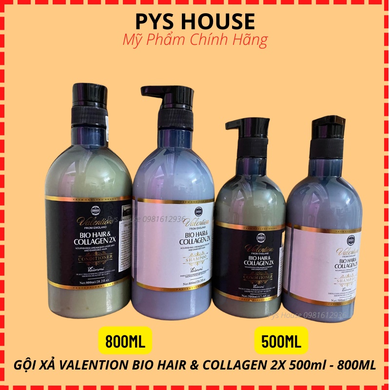 Dầu Gội Xả Valention Bio Hair & Collagen Hương Nước Hoa Phục Hồi Dưỡng Tóc Suôn Mượt 500ml-  800ml HÀNG CHÍNH HÃNG