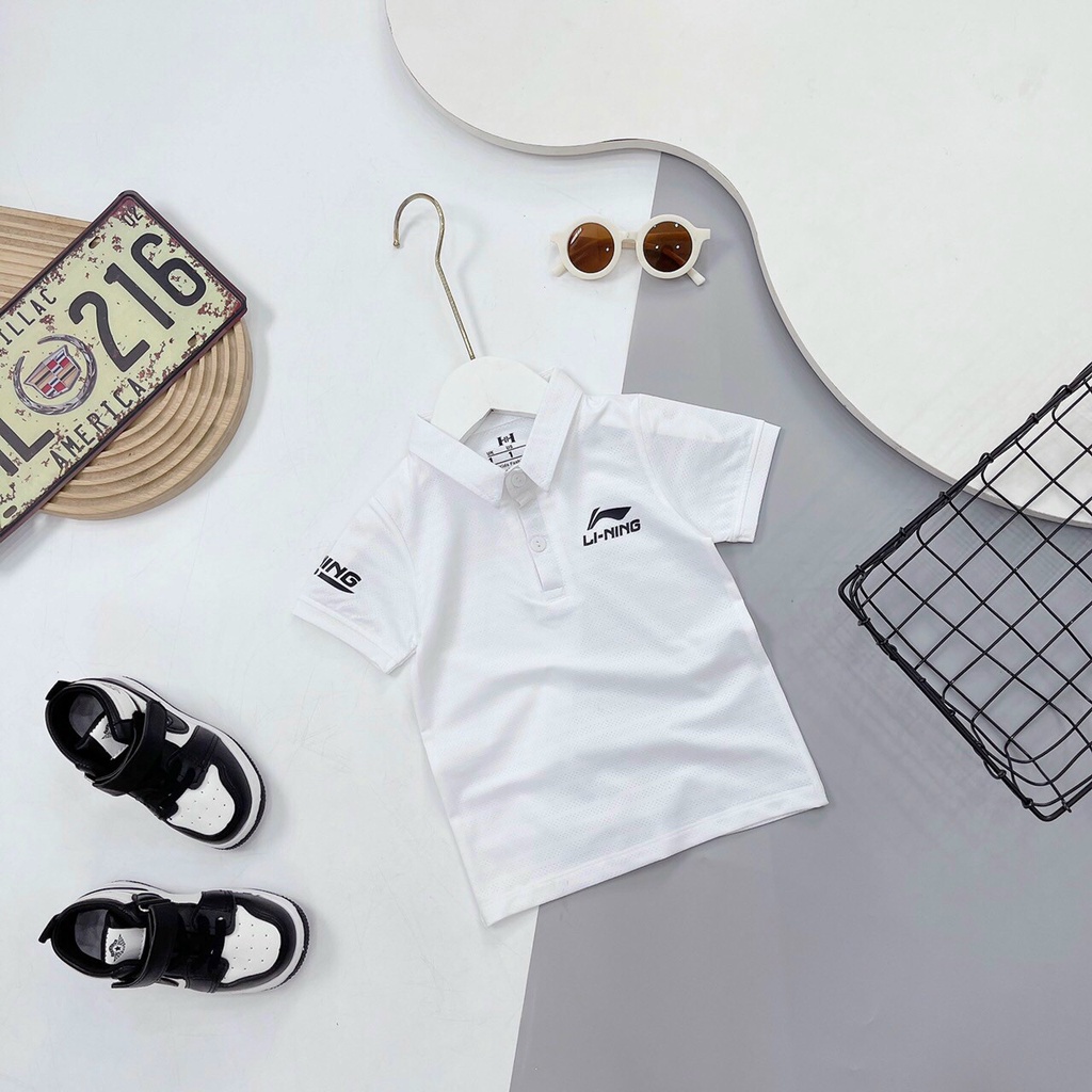 Áo bé trai cộc tay , áo thể thao cho bé mặc mùa hè từ 10-20kg chất liệu thông hơi, 4 màu khỏe khoắn