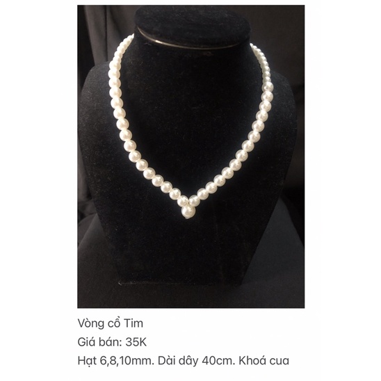 Vòng cổ tim hạt trai nhân tạo - 40cm
