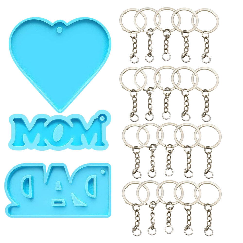 Set 3 / 20 Khuôn Silicone Tạo Hình Làm Mặt Dây Chuyền / Xà Phòng Hình Chìa Khóa / Chữ Ý Nghĩa Cho Ngày Của Mẹ