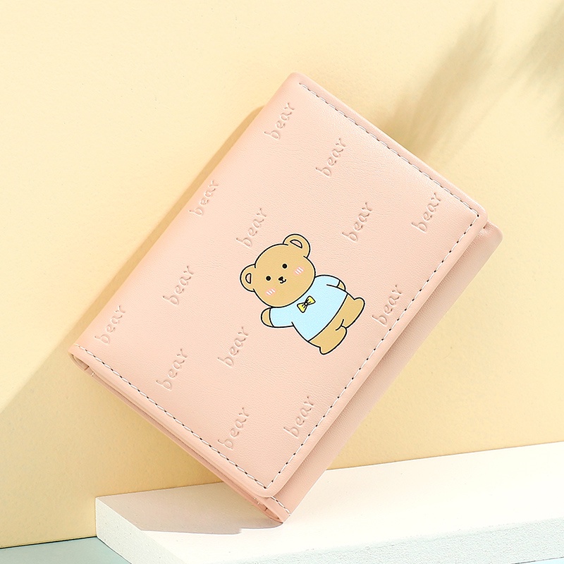 Ví gấp BAELLERRY cỡ lớn thiết kế hình gấu dễ thương dành cho học sinh
