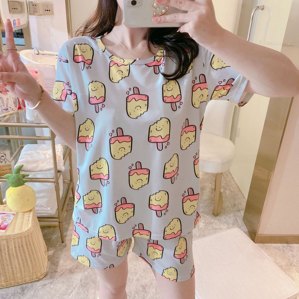 Set đồ ngủ ulzzang thun đui ICE CREAM DN017 (có ảnh thật)