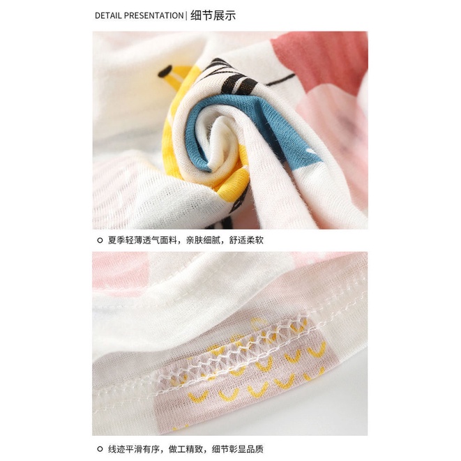 Bộ Đồ Ngủ Tay Dài Vải Cotton Thoáng Khí Dành Cho Bé 1-12 Tuổi