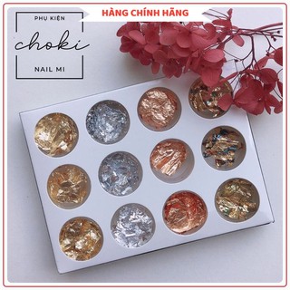 Set giấy bạc trang trí móng tay 12 hũ CHOKI NAIL MI màu sắc cơ bản dễ phối màu, design nail - TTGB
