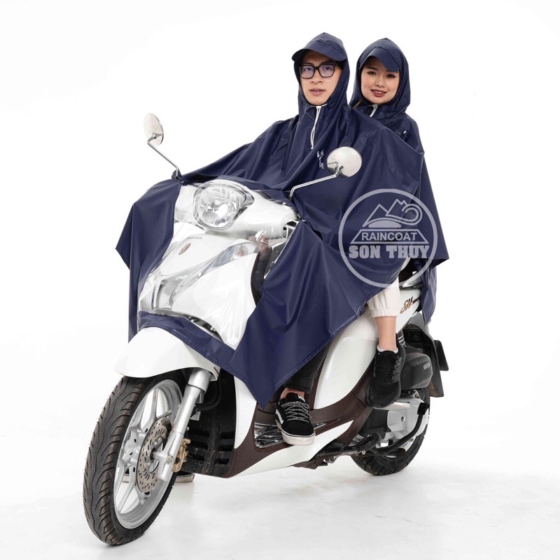 Áo mưa choàng 2 mũ vải nhựa PVC nhập khẩu chính hãng Sơn Thuỷ đa dạng màu nam nữ