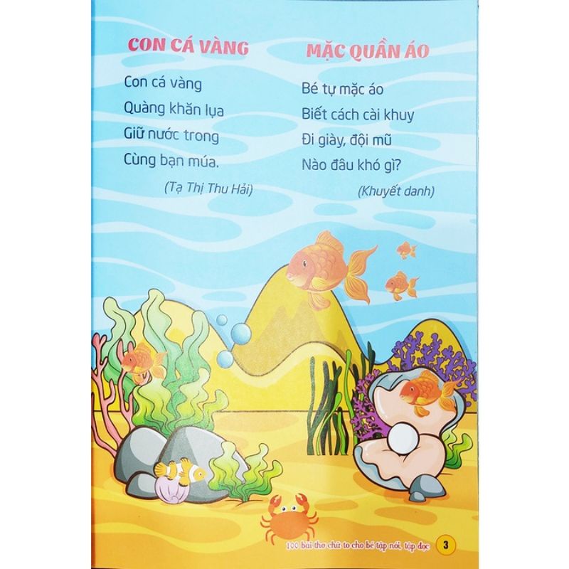 Sách - 100 bài thơ chữ to cho bé tập nói tập đọc