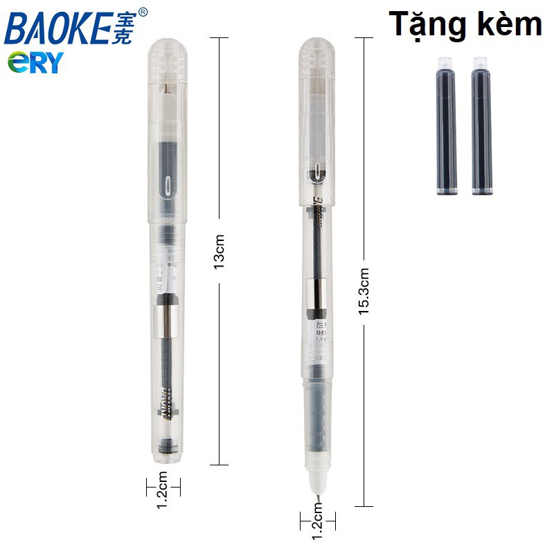 Bút máy luyện chữ vỏ trong suốt đa năng Baoke, sản phẩm chất lượng cao và được kiểm tra chất lượng trước khi giao hàng