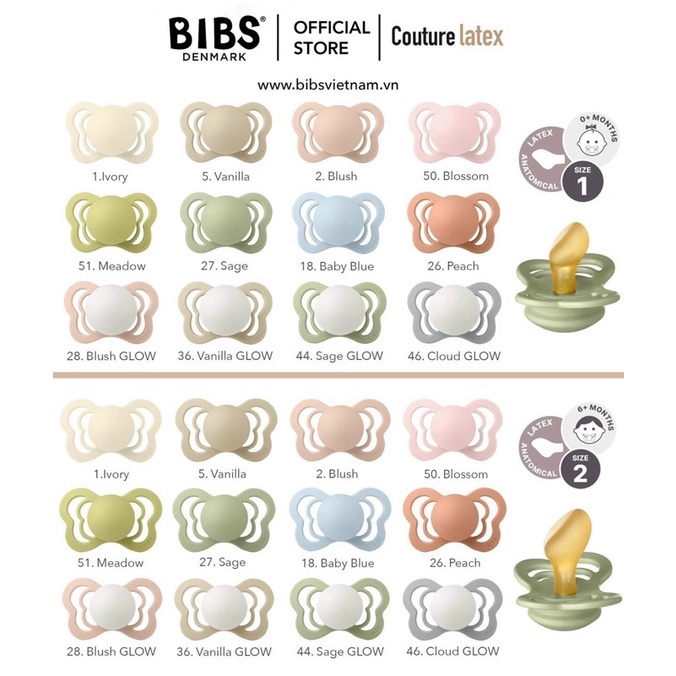 Ti Giả BIBS / Ti Ngậm BIBS Couture Đan Mạch Chính Hãng Cho Bé [Tặng Kèm Hộp Đựng]