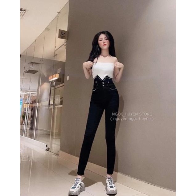 [ bán lẻ giá sỉ ] Quần jean cạp siêu cao đính cườm siêu đẹp | BigBuy360 - bigbuy360.vn