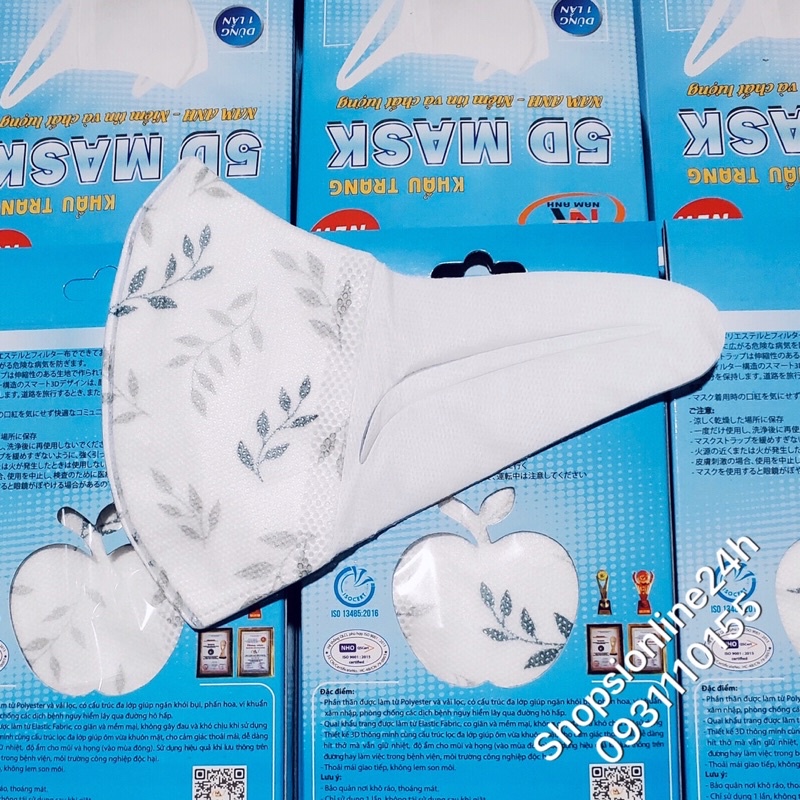 khẩu trang y tế Nhật 3D mask 5D mask hoạ tiết Famapro Nam Anh hộp 10 cái