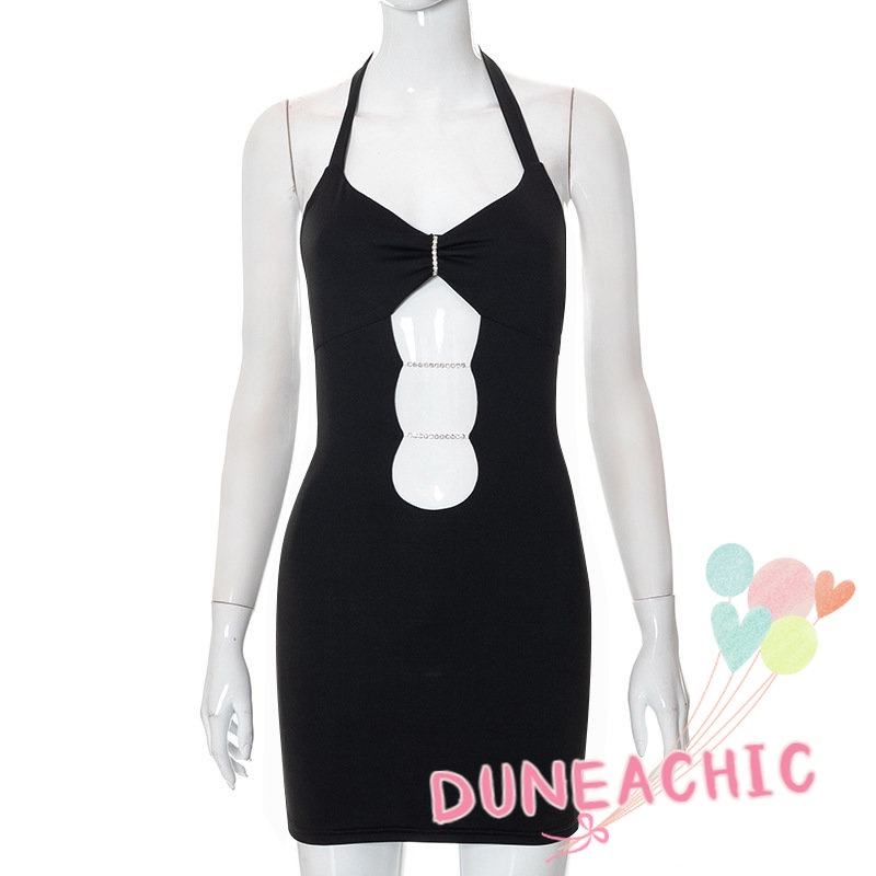 DUNEA Đầm Bodycon Không Tay Hở Lưng Y0913