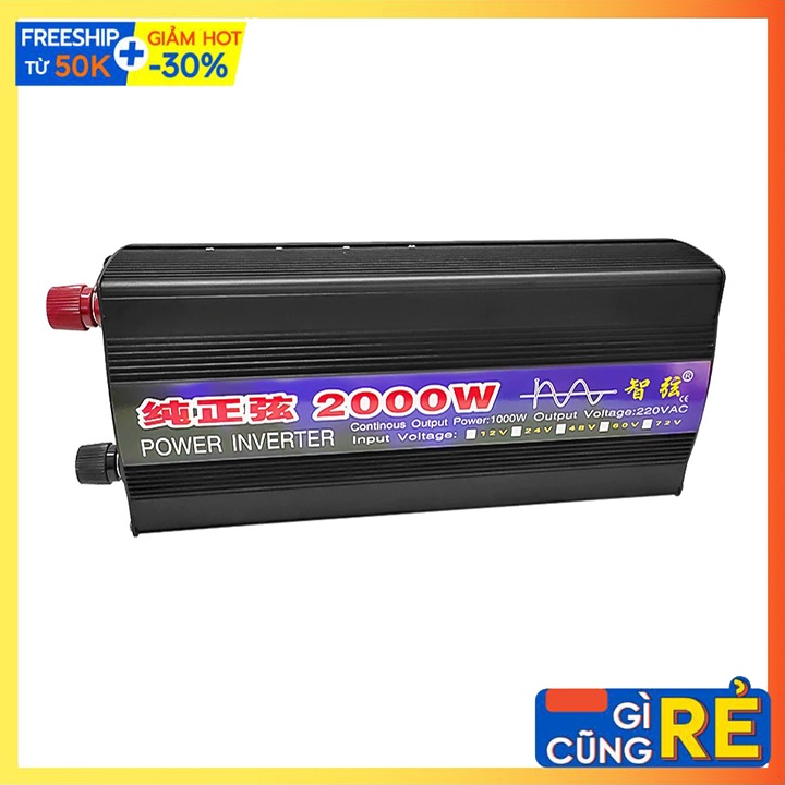 Máy đổi nguồn DC 12V sang AC 220V điện Sóng sin chuẩn 2000W