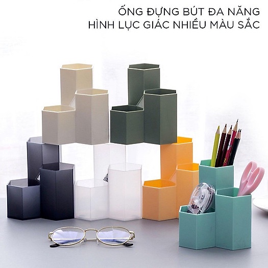 Ống Đựng Bút 3 Ngăn Lục Giác - HÀNG MỚI VỀ