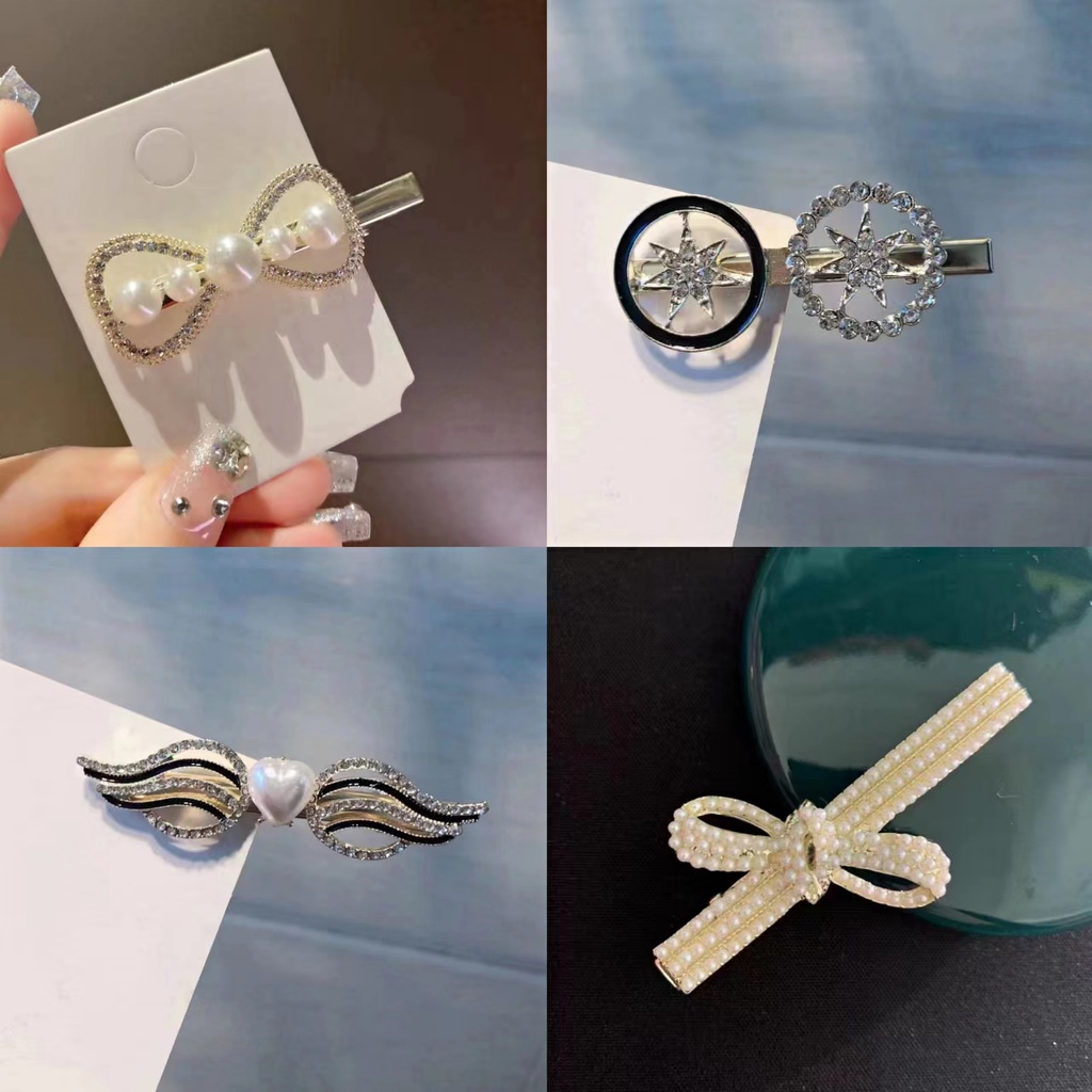 Kẹp Tóc Hình Chuột Mickey Đính Đá Ngọc Trai Thiết Kế Mới Thời Trang Theo Phong Cách Hàn Quốc