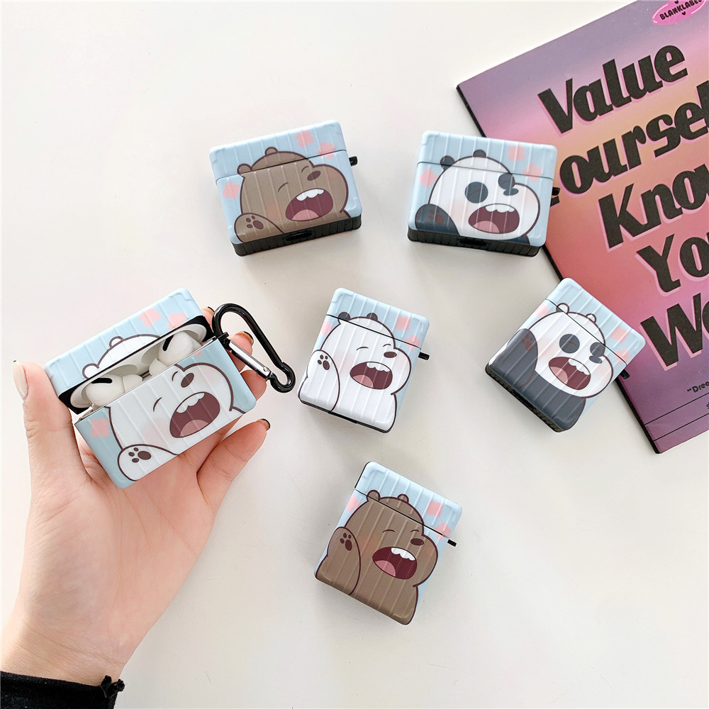 Vỏ bảo vệ hộp sạc tai nghe airpods 2 1 3 pro air pods hình we bare bear đáng yêu