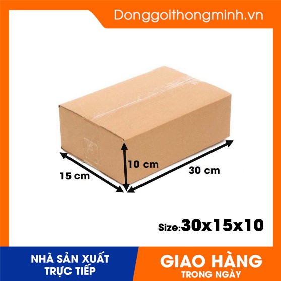 30x15x10 cm / Sỉ hộp carton đóng hàng giá rẻ / cacton 3 lớp sóng B