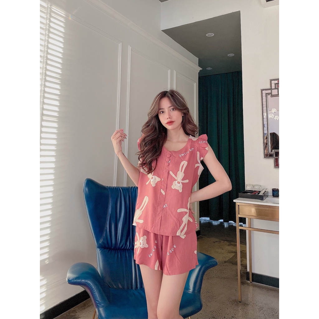 Đồ bộ đùi tole F21 cổ tim 3 nút