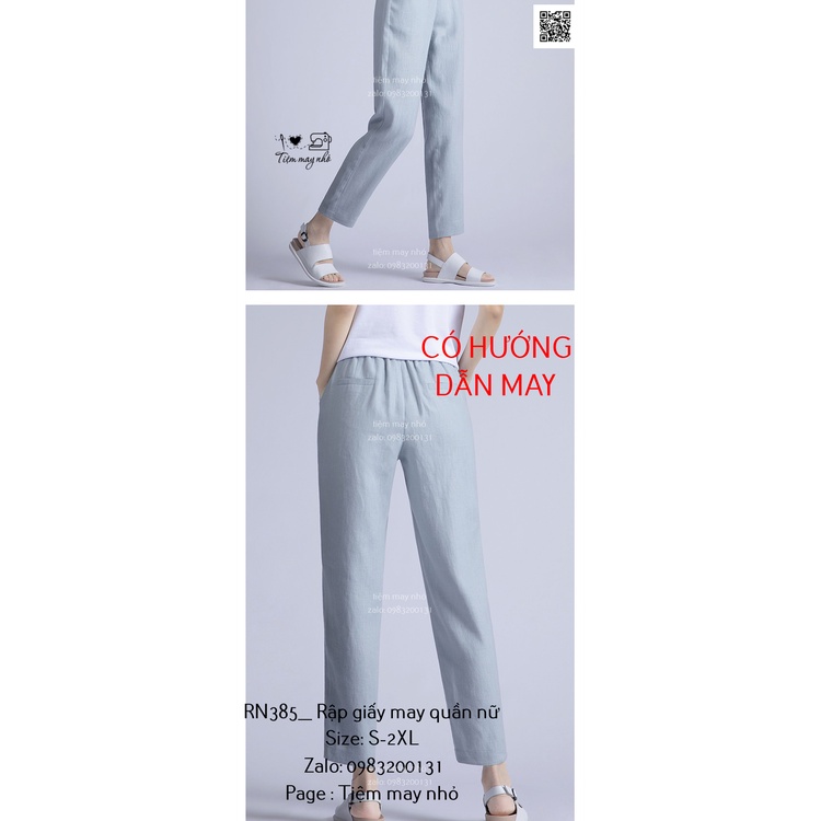 RN385_Rập giấy may quần baggy cạp chun nữ