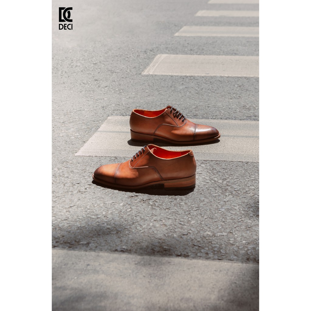 Giày tây công sở DECI cao cấp màu nâu dòng OXFORD ĐẾ DA