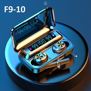 Tai nghe bluetooth cao cấp V5.1 F9-10 2 tai cảm ứng có mic đàm thoại âm thanh công nghệ TWS tặng kèm dock sạc