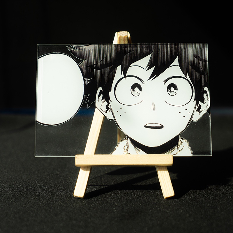 Tranh kính Anime Manga My Hero Academia nhân vật Deku Bakugo Shoto trang trí góc học tập giá sách để truyện tranh