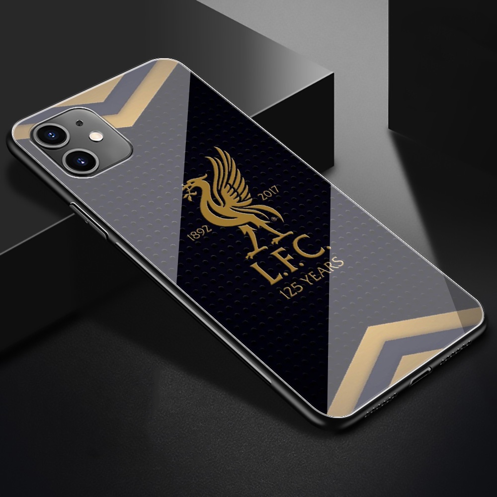 Ốp Điện Thoại Kính Cường Lực Cạnh Mềm In Hình Logo Câu Lạc Bộ Bóng Đá Liverpool Cho Apple iPhone 8 7 6 6S Plus RCZ57