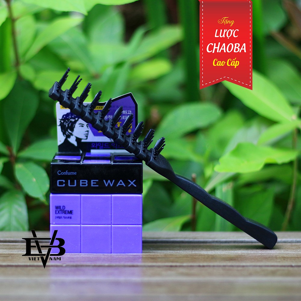 Sáp vuốt tóc Cube Wax Wild Extreme Tím Hàn Quốc + Tặng lược tạo kiểu cao cấp Chaoba