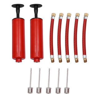 12pcs Basketball Inflating Needle Red Rubber Extension Hose and Metal Inflator Needle Inflatable Ball Hand Air Pump