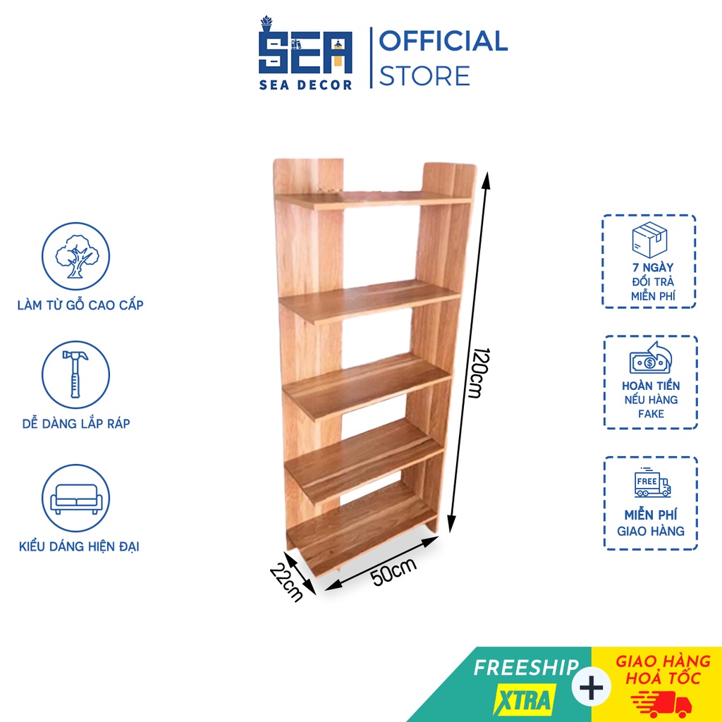 Kệ góc treo tường 5 tầng bằng gỗ SEADECOR gỗ MDF phủ Melamine chống ẩm, chống mốc 4 màu đa năng loại 1m2