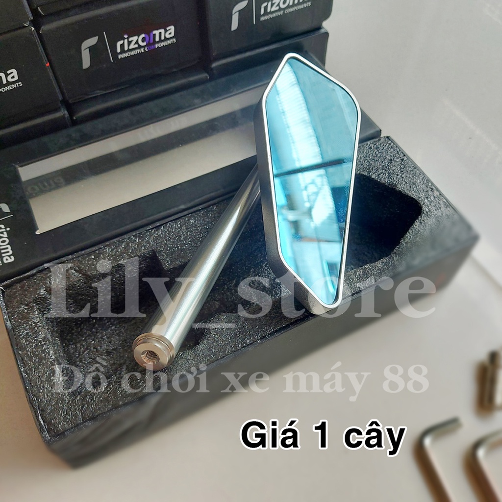 Gương kính chiếu hậu Rizoma 744 nhôm CNC nguyên khối gắn mọi loại xe kèm cây lục giác và ốc gắn