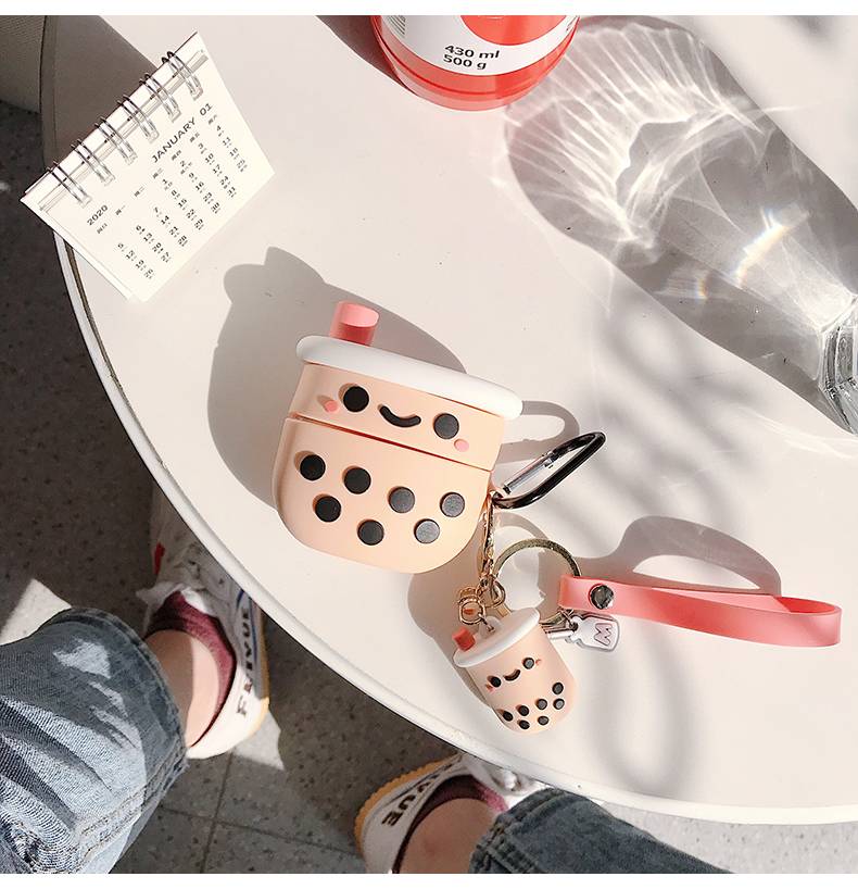 Dễ Thương Vỏ Bảo Vệ Hộp Sạc Tai nghe không dây Airpods 2 / Pro / 3 Bằng Silicon Hình Boba Đáng Yêu