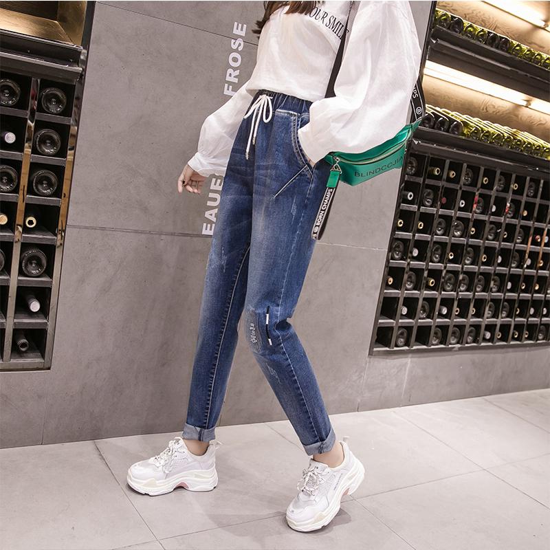 Quần jeans dài lưng thun thời trang cho nữ