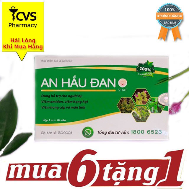 An Hầu Đan [Mua 6 Tặng Ngay 1] - Viên Ngậm Giảm Viêm Họng, Amidan (1 Hộp 20 Viên)