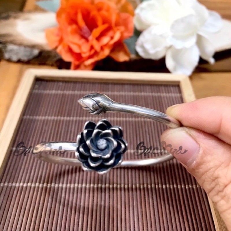 Vòng tay bạc nguyên chất 999 hình hoa sen <DTL>