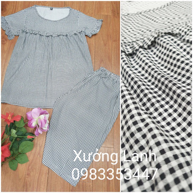 Giá buôn Bộ lanh nữ lửng mặc ở nhà,☘  dáng trẻ trung, chất mát, nhiều họa tiết mát, trẻ trung | BigBuy360 - bigbuy360.vn