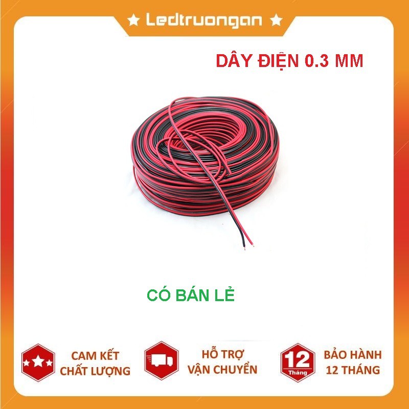 Dây điện đôi đỏ đen lõi đồng 0.3 mm