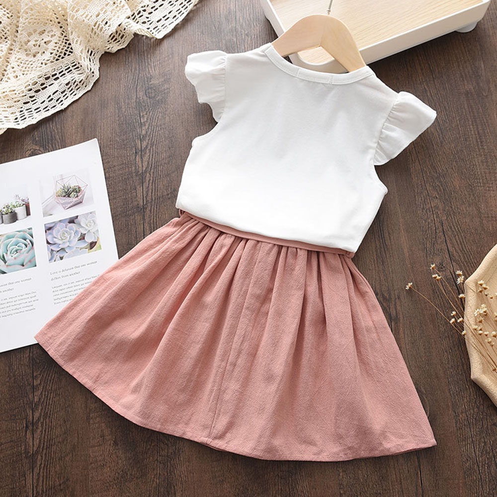 Set Bear Leader áo thun họa tiết cây kem + chân váy dễ thương thời trang mùa hè cho bé gái