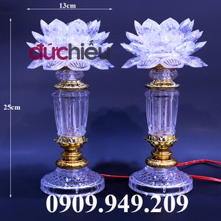 Bộ 2 đèn thờ cúng hoa sen đổi nhiều màu loại cao – Đức Hiếu Shop