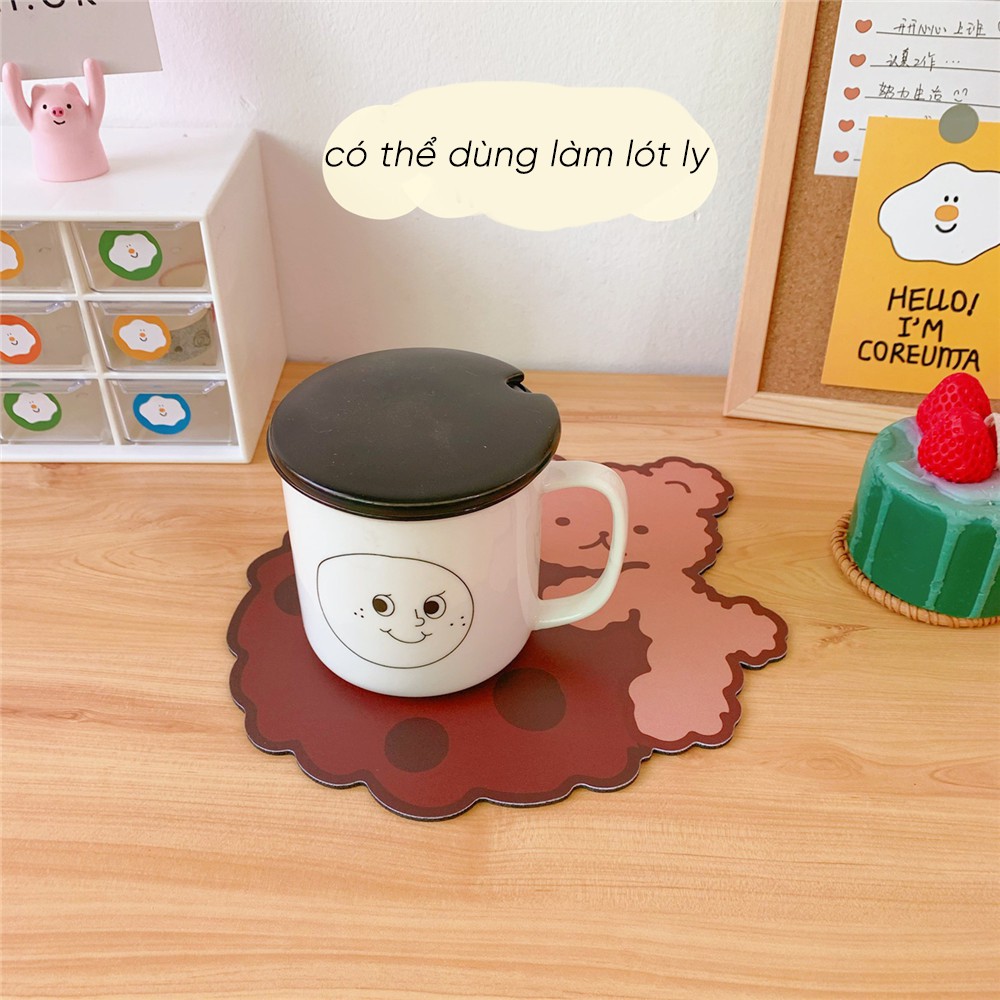 Bàn Di Chuột Miếng Lót Chuột Mouse Pad Cookie Bear Đáng Yêu Không Thấm Nước