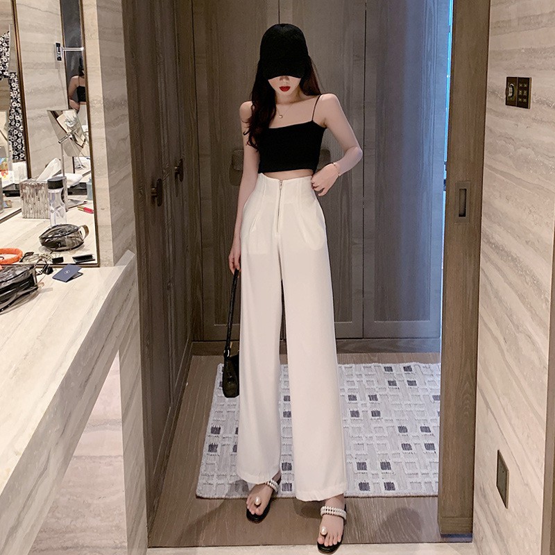 Quần ống sớ khóa trước phong cách hàn quốc