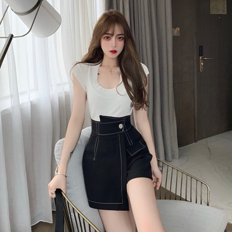 quần giả váy, chân váy chỉ nổi silive có quần lót trong kiểu dáng trẻ trung năng động