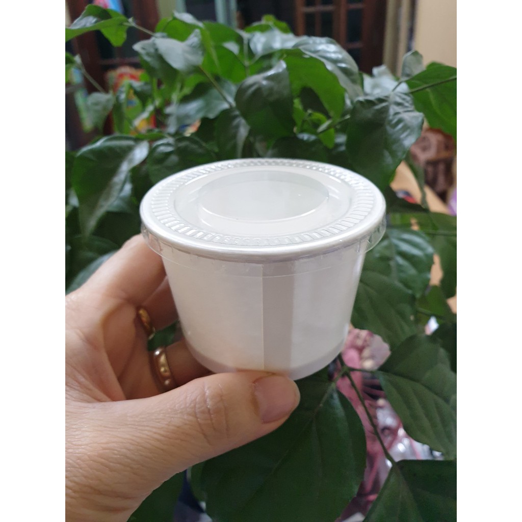 50 cái tô giấy trắng có nắp  cỡ 150ml  đã bao gồm nắp